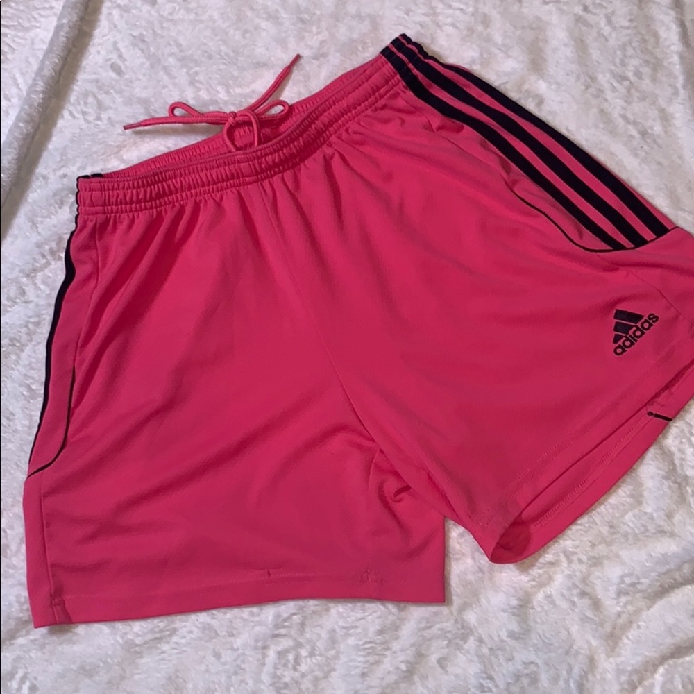 Adidas Three Stripe Shorts (Pink & Black)